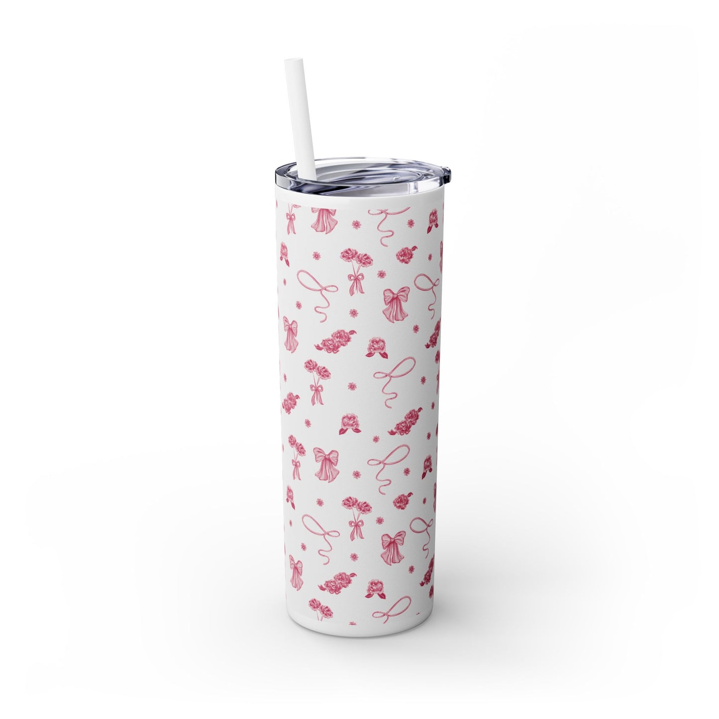 Toile Tumbler with Straw (white)