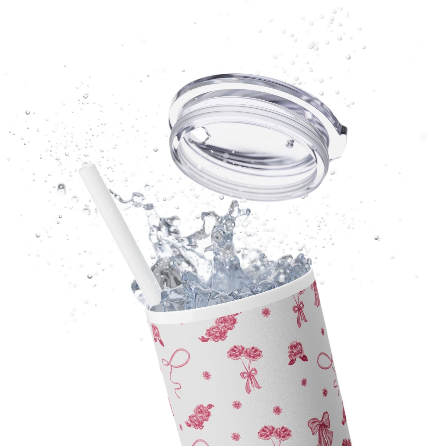 Toile Tumbler with Straw (white)