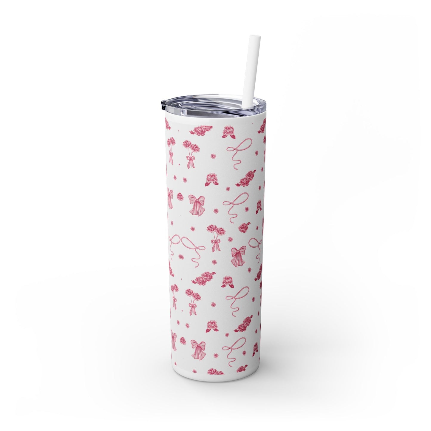 Toile Tumbler with Straw (white)